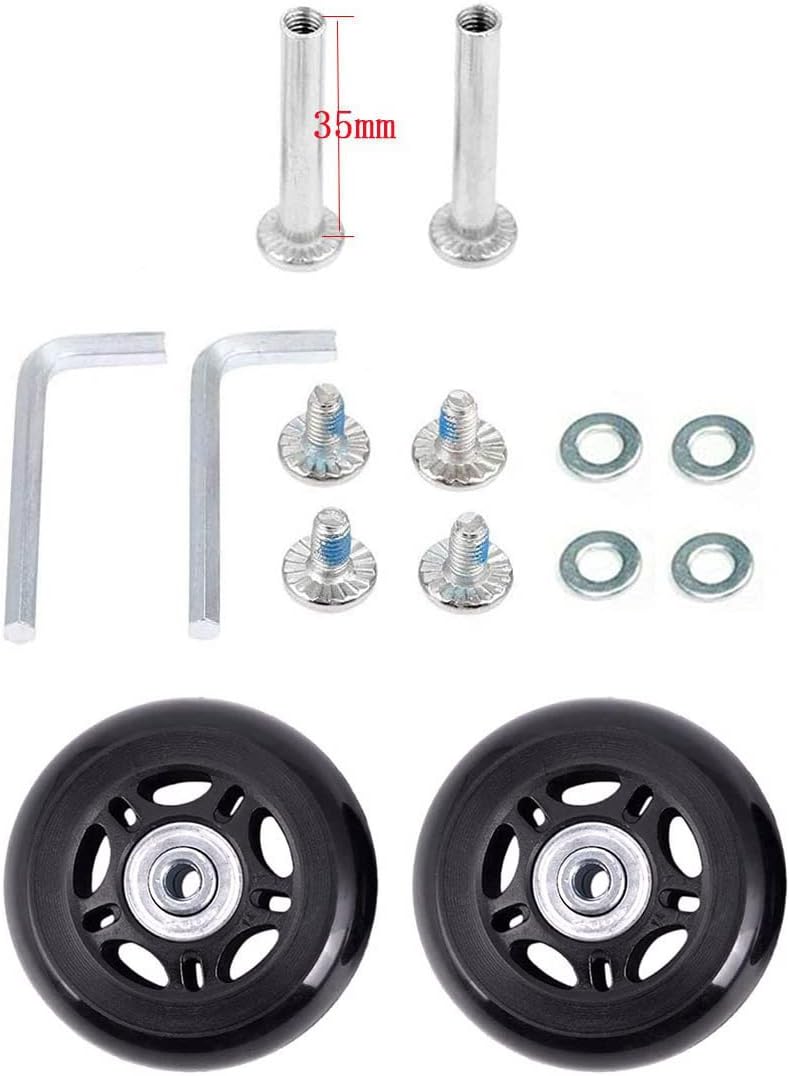 Byaning 2 Sets Luggage Suitcase Wheels Replacement,60/64/68/70/75/78mm Inline Outdoor Skate Replacement Wheels,Rubber Swivel Caster Wheels Repair Kits (OD:60 W:18 ID:6 Axles: 35) - Image 1